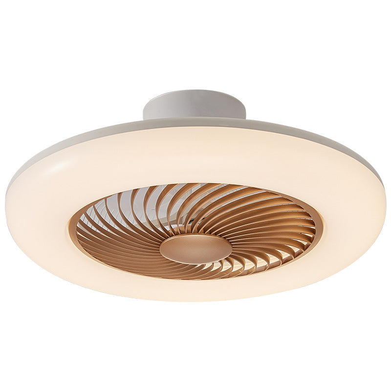 Modern Round Iron Acrylic LED Semi-Flush Fan Light
