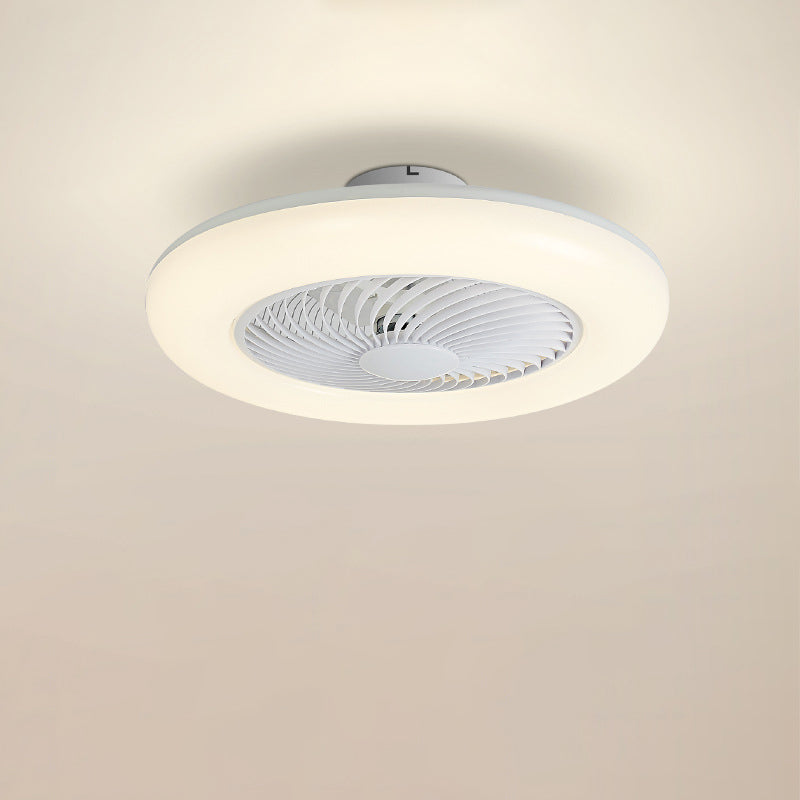 Modern Round Iron Acrylic LED Semi-Flush Fan Light