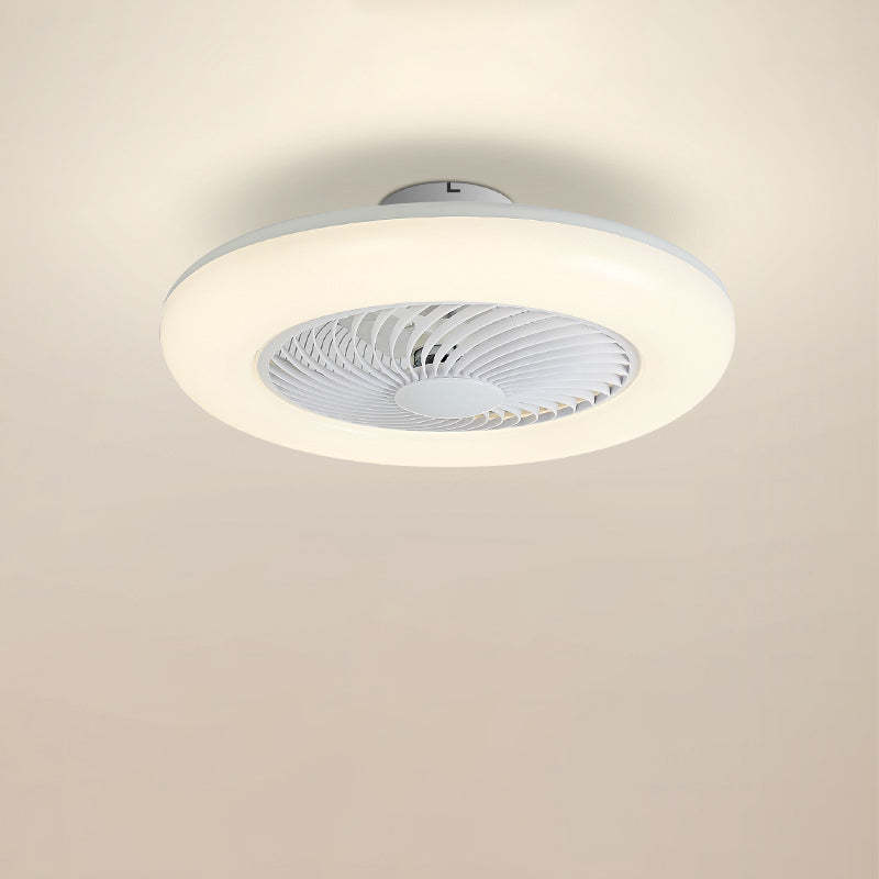 Modern Round Iron Acrylic LED Semi-Flush Fan Light