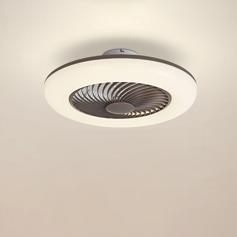 Modern Round Iron Acrylic LED Semi-Flush Fan Light