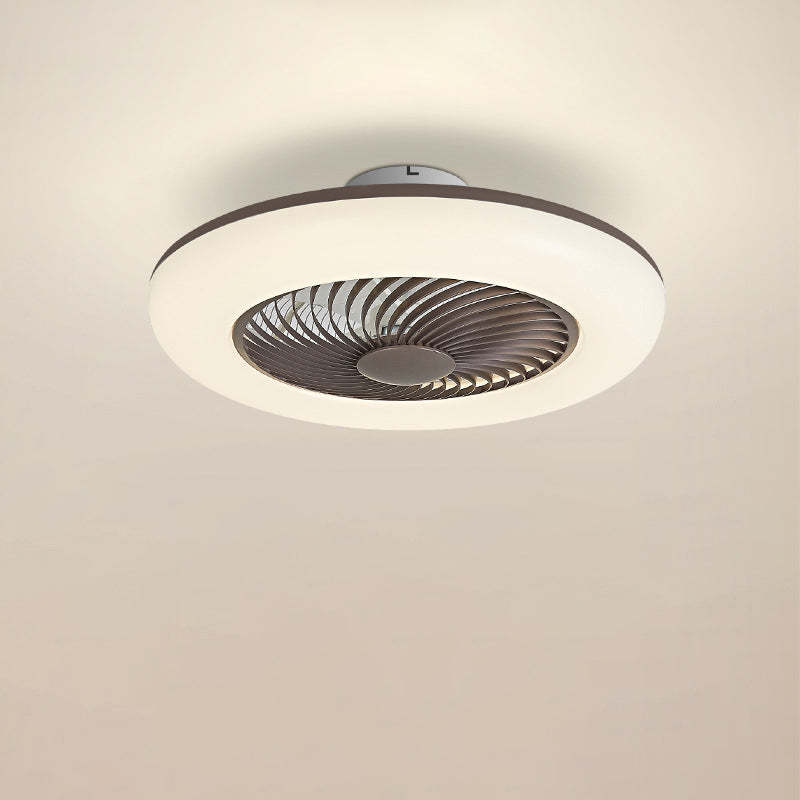 Modern Round Iron Acrylic LED Semi-Flush Fan Light