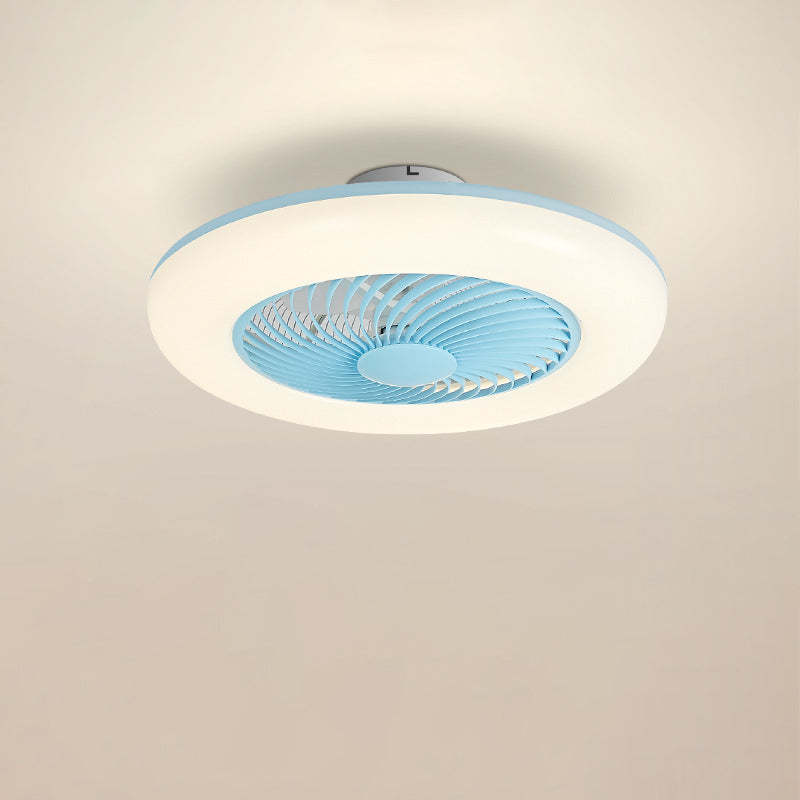 Modern Round Iron Acrylic LED Semi-Flush Fan Light