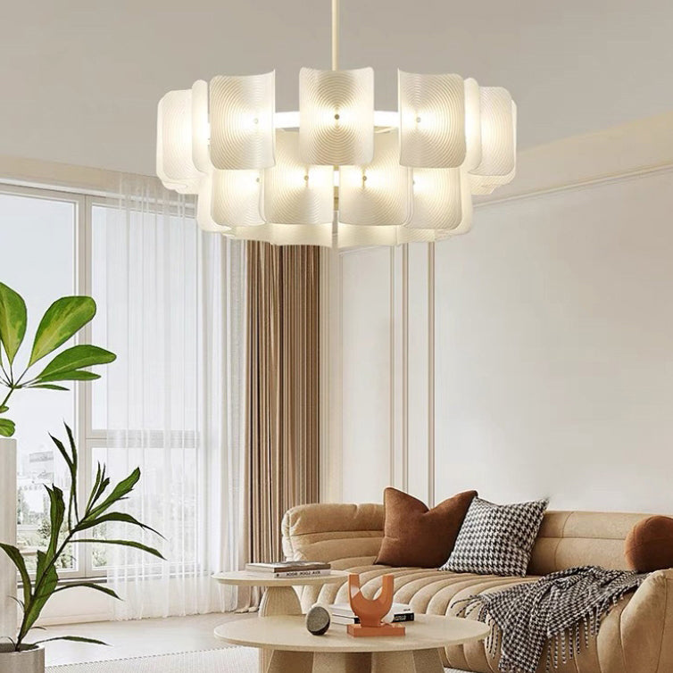 White acrylic dome chandeliers - traditional — Small (12"H / 220V-240V (UK/AU)