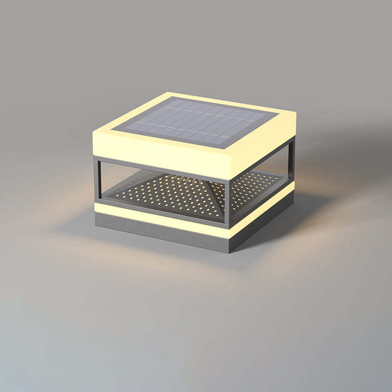 Industrial Solar Stainless Square LED Outdoor Post Light