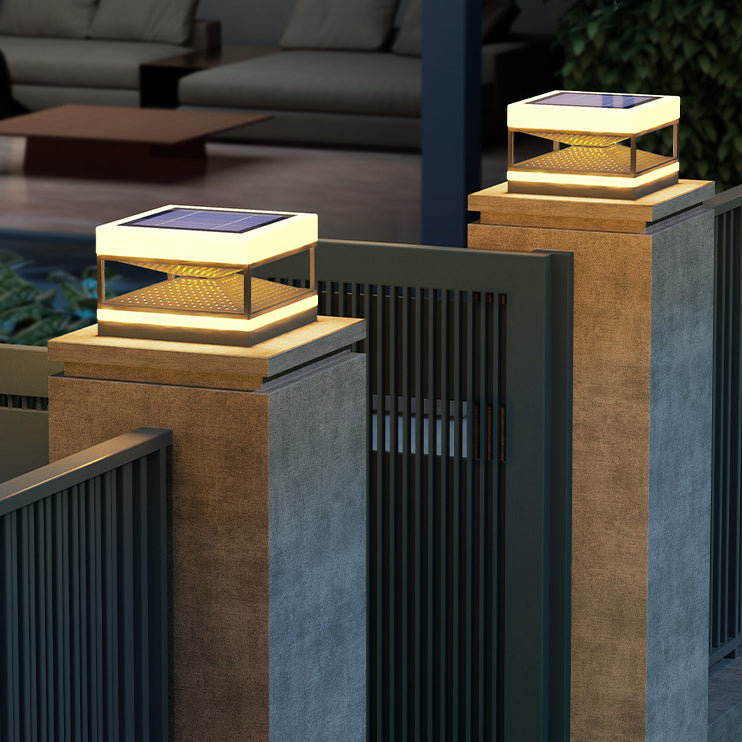 Industrial Solar Stainless Square LED Outdoor Post Light