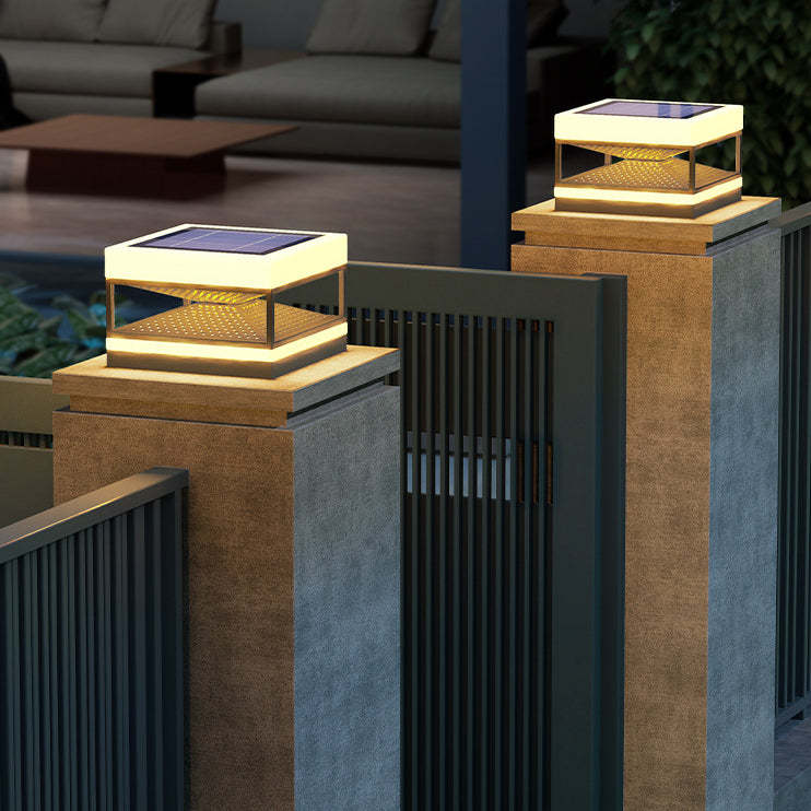 Industrial Solar Stainless Square LED Outdoor Post Light