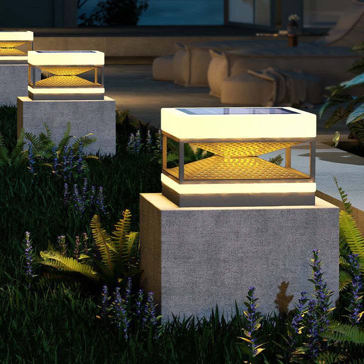 Industrial Solar Stainless Square LED Outdoor Post Light