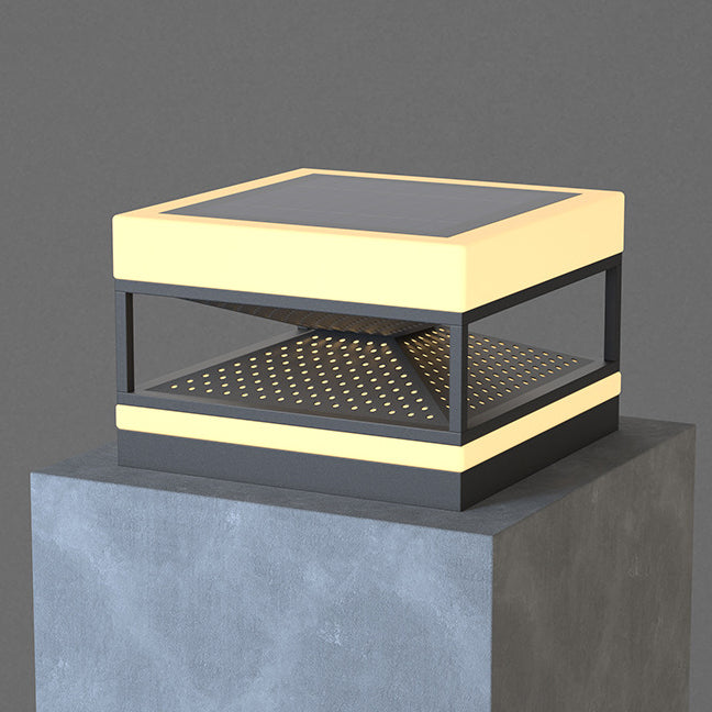Industrial Solar Stainless Square LED Outdoor Post Light — Warm Light(3000K) / Solar - 10V