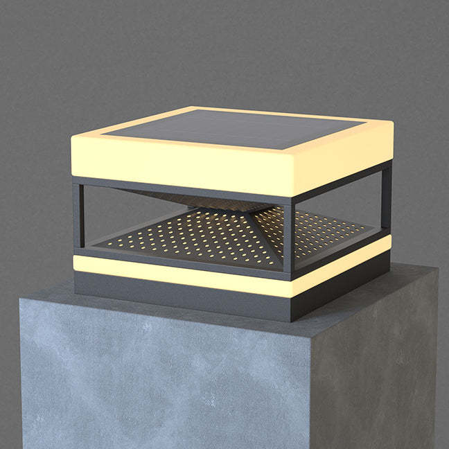 Industrial Solar Stainless Square LED Outdoor Post Light — Warm Light(3000K) / Solar - 10V