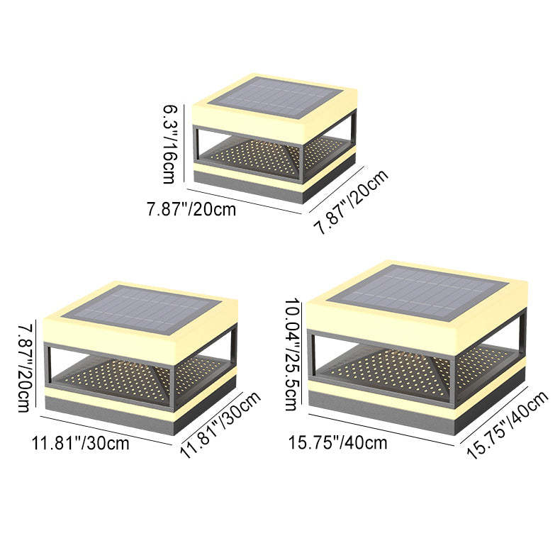 Industrial Solar Stainless Square LED Outdoor Post Light — Warm Light(3000K) / Hardwired - 110V-120V For US/CA