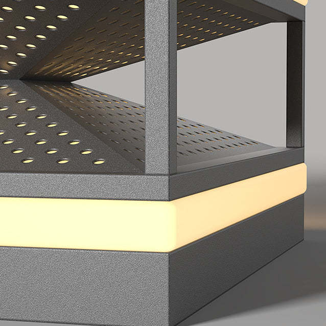 Industrial Solar Stainless Square LED Outdoor Post Light — Warm Light(3000K) / Solar - 10V