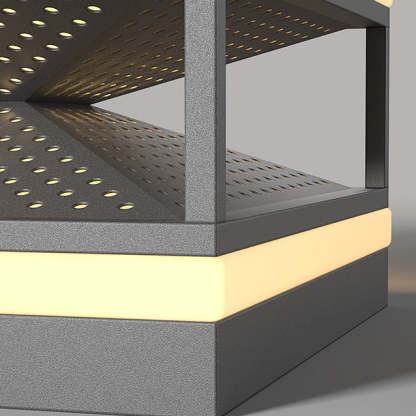Industrial Solar Stainless Square LED Outdoor Post Light — Warm Light(3000K) / Solar - 10V