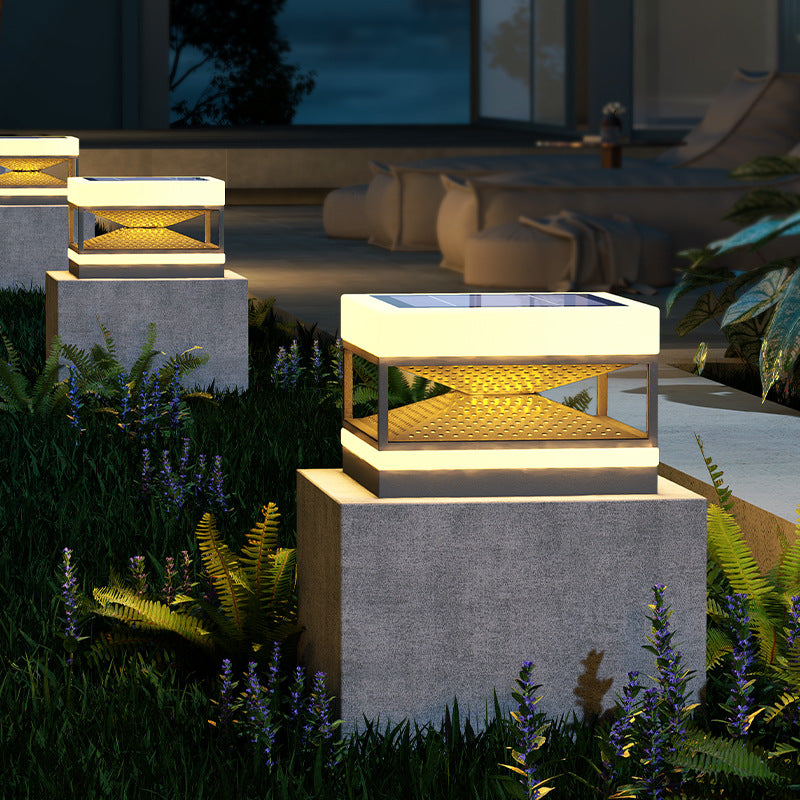 Industrial Solar Stainless Square LED Outdoor Post Light