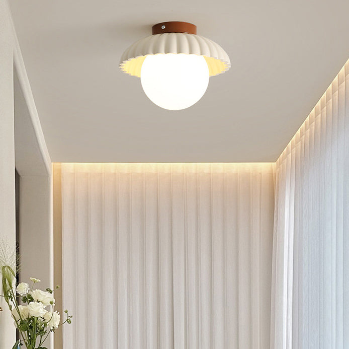 Nordic Cream Iron Bud Dome 1-Light Ceiling Light