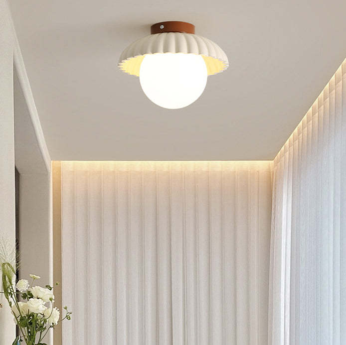 Nordic Cream Iron Bud Dome 1-Light Ceiling Light