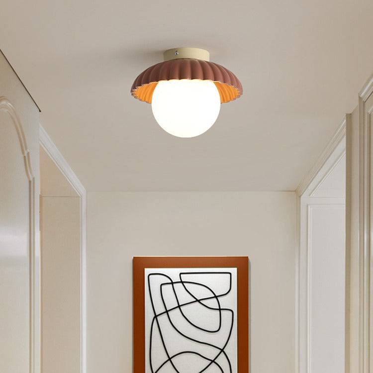 Nordic dome 1-light iron semi-flush mount light — White / 220V-240V (UK/AU)