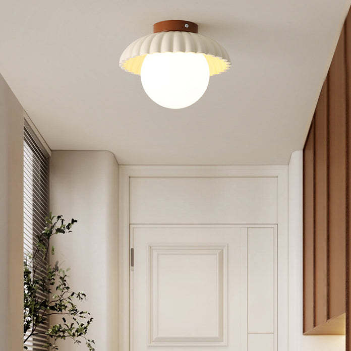 Nordic Cream Iron Bud Dome 1-Light Ceiling Light