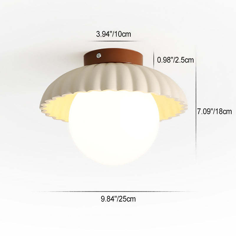 Nordic Cream Iron Bud Dome 1-Light Ceiling Light