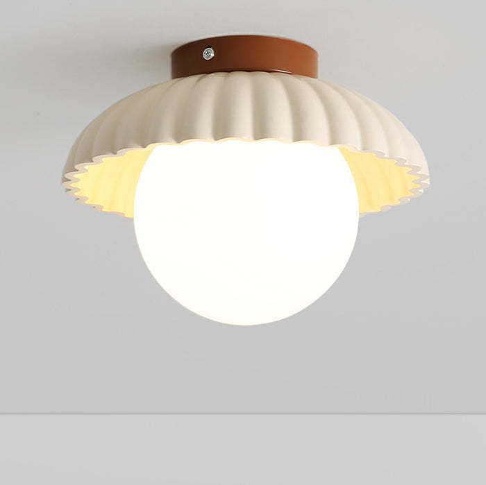 Nordic Cream Iron Bud Dome 1-Light Ceiling Light