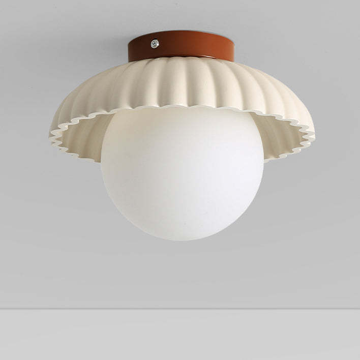 Nordic Cream Iron Bud Dome 1-Light Ceiling Light