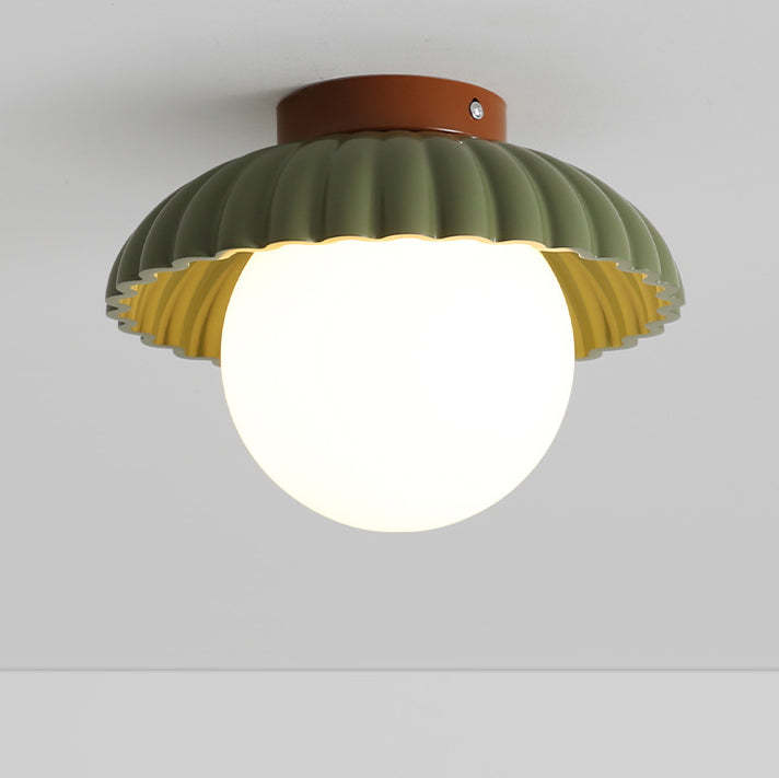 Nordic Cream Iron Bud Dome 1-Light Ceiling Light