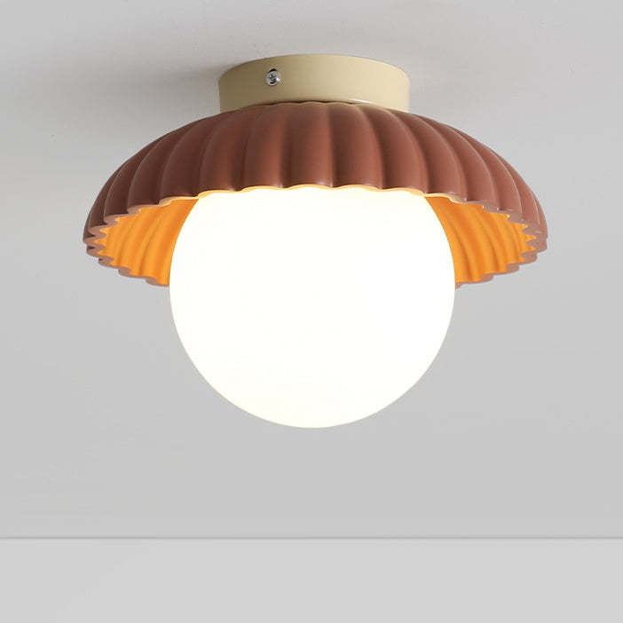 Nordic Cream Iron Bud Dome 1-Light Ceiling Light