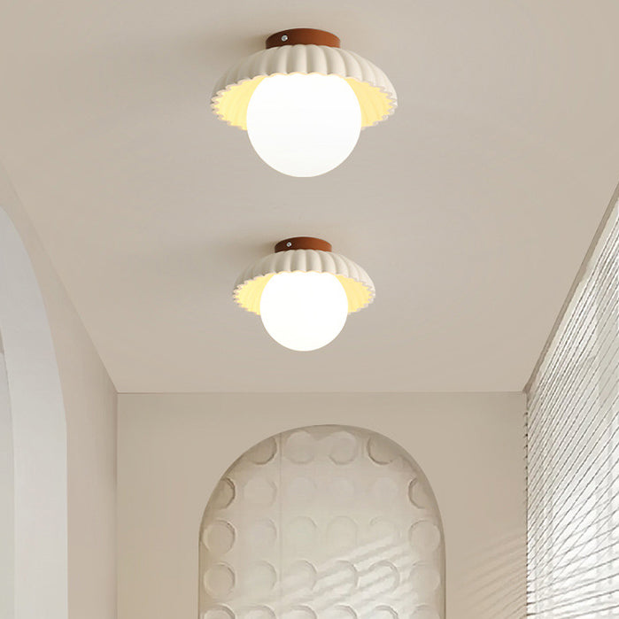 Nordic Cream Iron Bud Dome 1-Light Ceiling Light