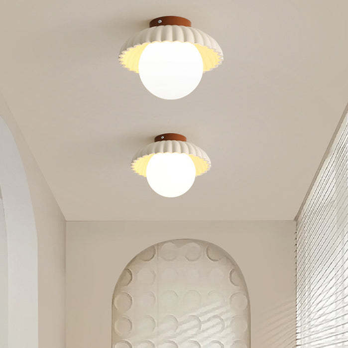 Nordic Cream Iron Bud Dome 1-Light Ceiling Light