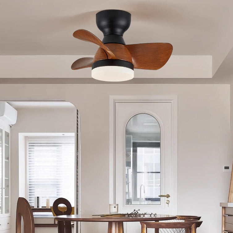 Retro Three Fan Blade Iron Acrylic LED Fan Light