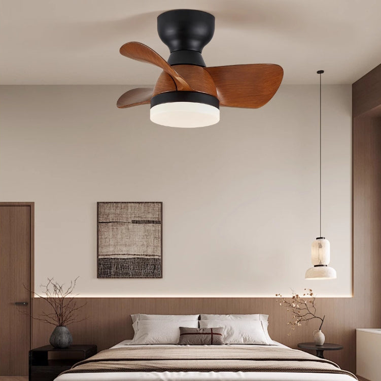 Lighom three blade acrylic ceiling fans for living room — Warm White (3000K) / Walnut / 220V-240V (UK/AU)