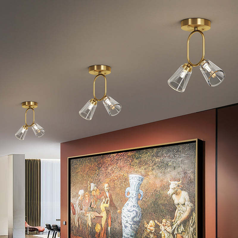 Scandinavian Copper Dome 2-Light Ceiling Light — Black / 220V-240V For UK/AU