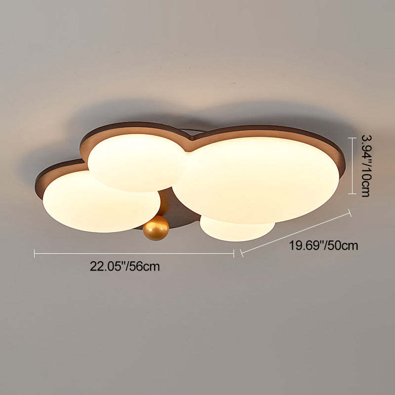 Retro Rubber Wood Golden Sphere Ceiling Light — Wood Color / Infinitely Dimmable / 220V-240V For UK/AU