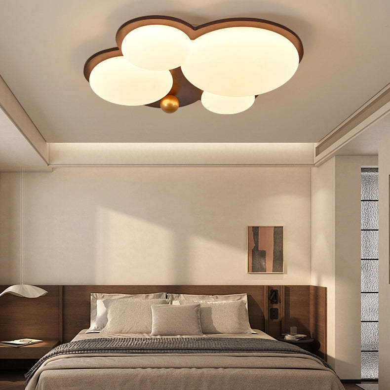Retro Rubber Wood Golden Sphere Ceiling Light — Wood Color / Infinitely Dimmable / 110V-120V For US/CA