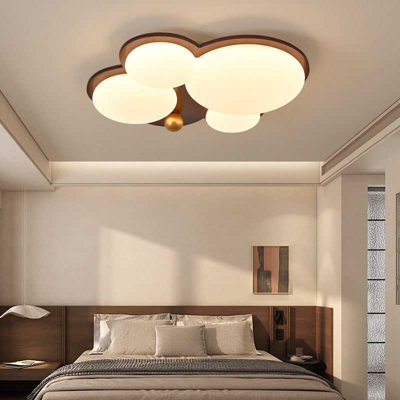 Retro Rubber Wood Golden Sphere Ceiling Light - 01