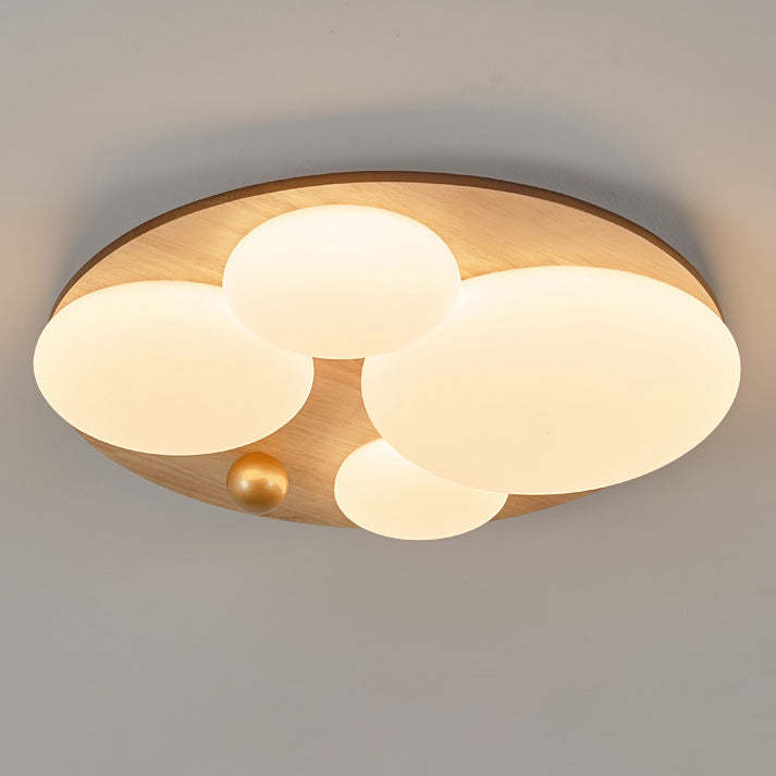 Retro Rubber Wood Golden Sphere Ceiling Light
