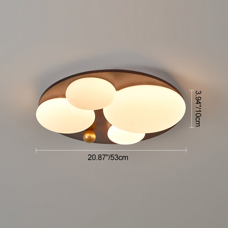 Retro Rubber Wood Golden Sphere Ceiling Light — Walnut Color / Infinitely Dimmable / 220V-240V For UK/AU