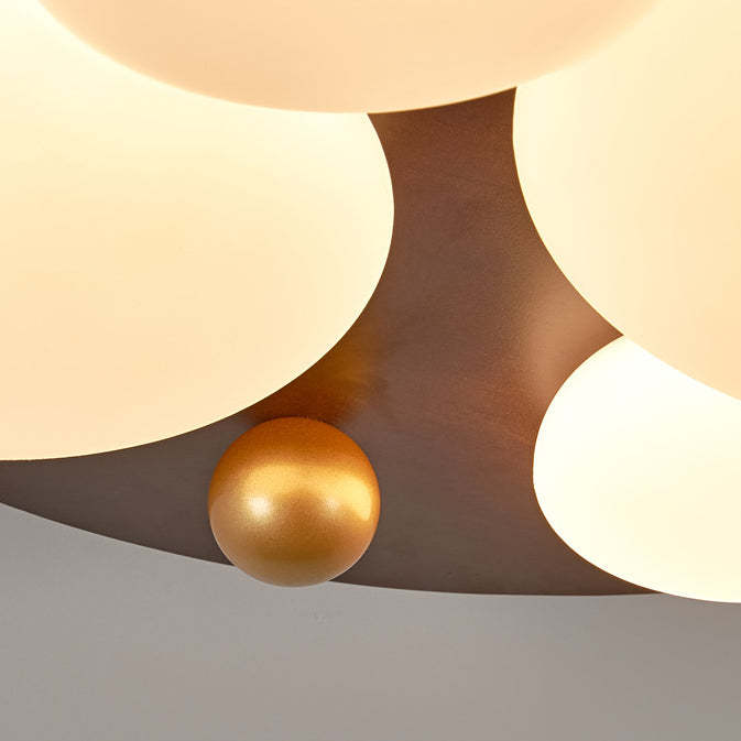 Retro Rubber Wood Golden Sphere Ceiling Light