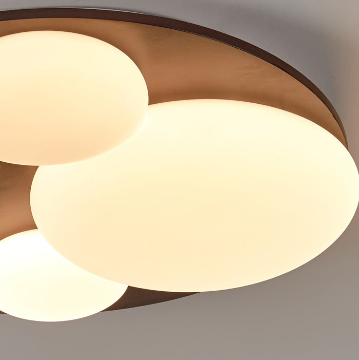 Retro Rubber Wood Golden Sphere Ceiling Light