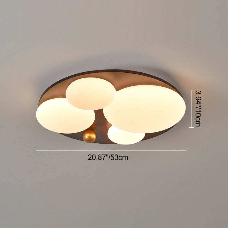 Retro Rubber Wood Golden Sphere Ceiling Light — Walnut Color / Infinitely Dimmable / 220V-240V For UK/AU