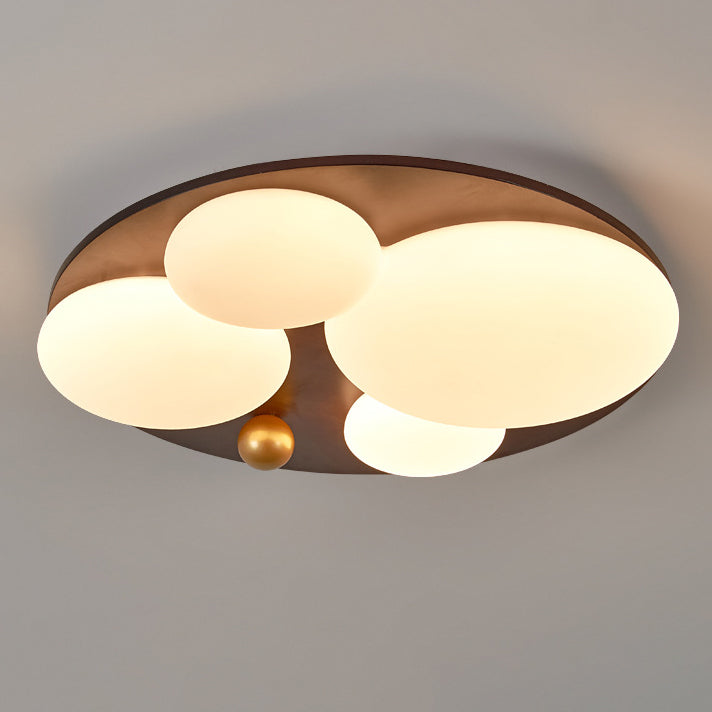 Retro Rubber Wood Golden Sphere Ceiling Light