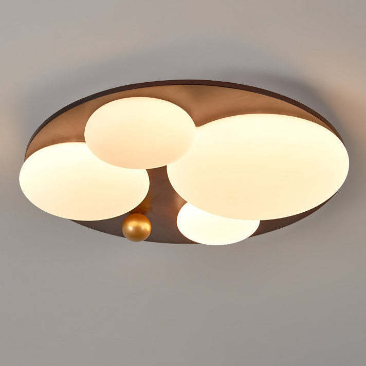 Retro Rubber Wood Golden Sphere Ceiling Light