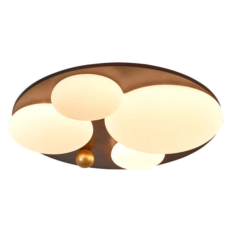 Retro Rubber Wood Golden Sphere Ceiling Light