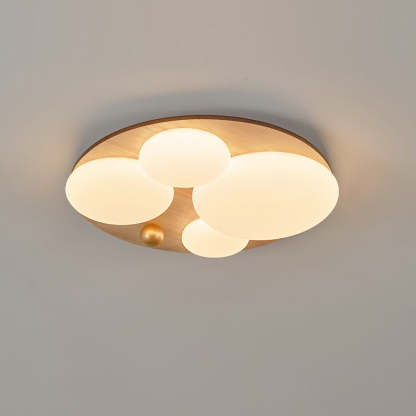 Retro Rubber Wood Golden Sphere Ceiling Light