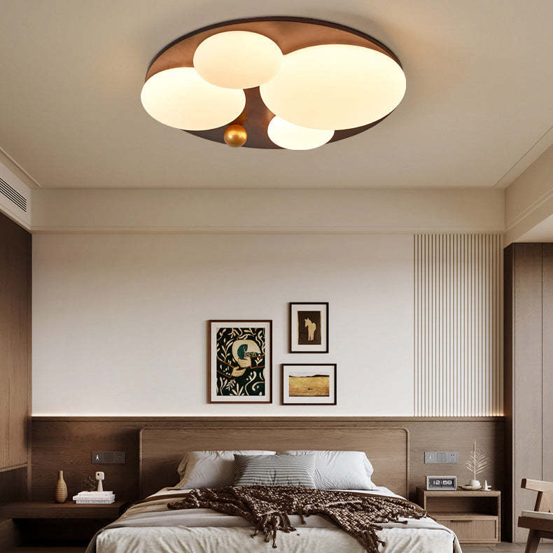 Retro Rubber Wood Golden Sphere Ceiling Light — Wood Color / Infinitely Dimmable / 220V-240V For UK/AU
