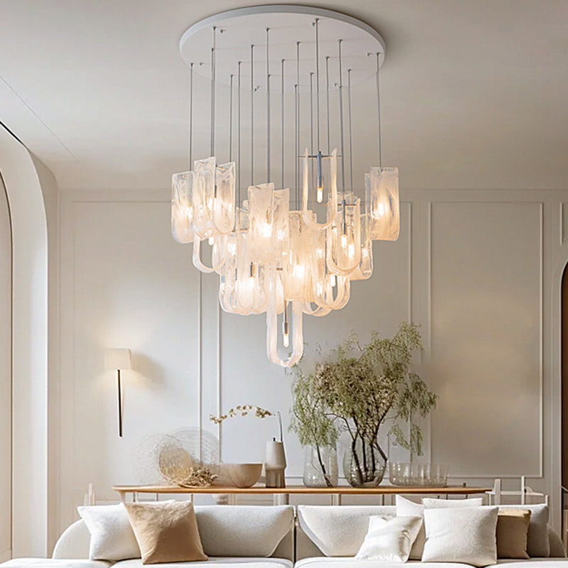 French Dome Geometry Transparent Glass Chandelier