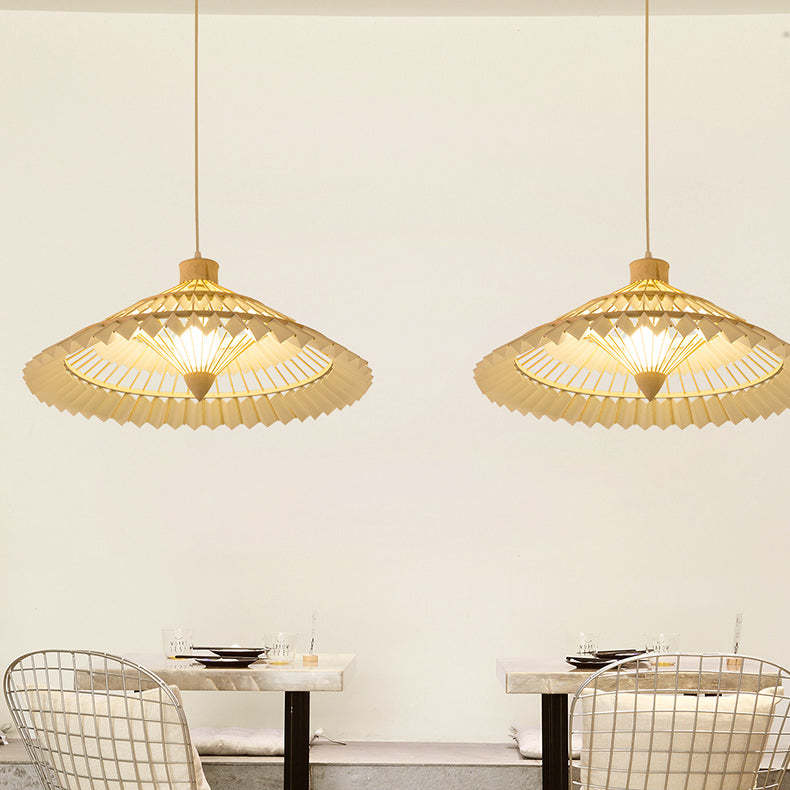 Japanese Dome Umbrella Bamboo Parchment Weaving Chandelier — 110V-120V For US/CA