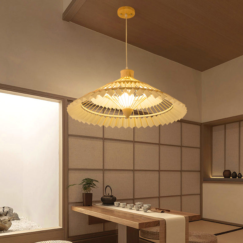 Japanese Dome Umbrella Bamboo Parchment Weaving Chandelier — 220V-240V For UK/AU
