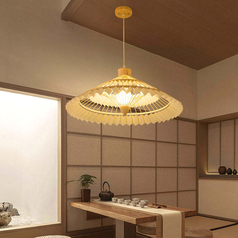 Japanese Dome Umbrella Bamboo Parchment Weaving Chandelier — 220V-240V For UK/AU