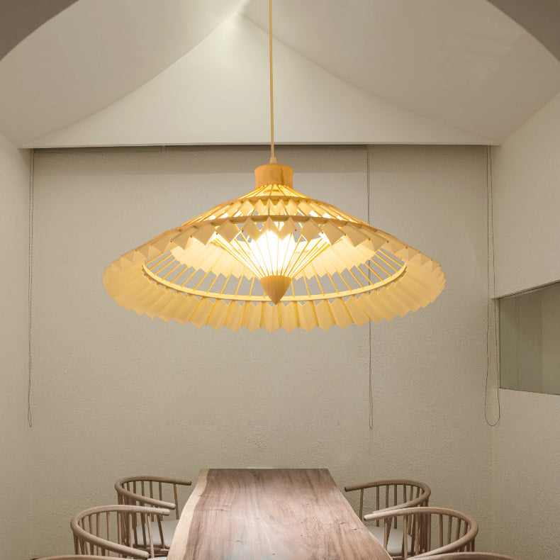 Japanese Dome Umbrella Bamboo Parchment Weaving Chandelier