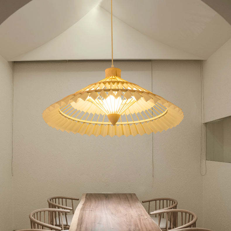 Japanese Dome Umbrella Bamboo Parchment Weaving Chandelier